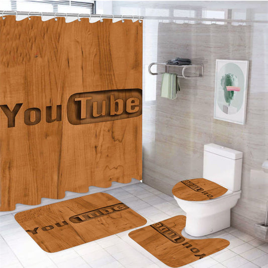 Youtube Intro Video 4Pcs Bathroom Non-Slip Rugs Shower Curtain Fabric Waterproof