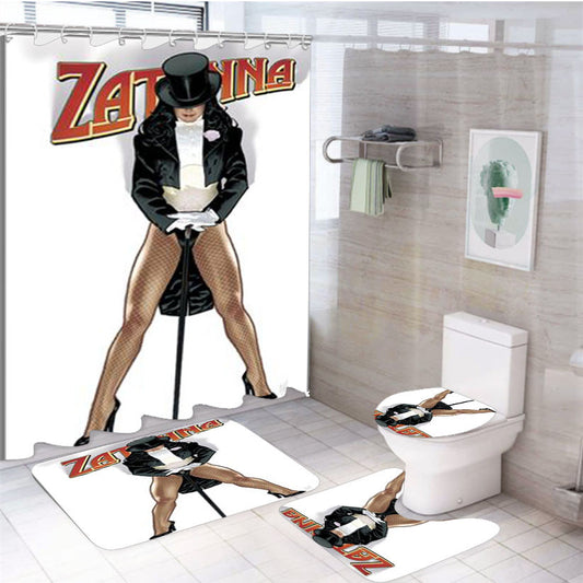 Zatanna Dc Comics 4Pcs Bathroom Non-Slip Rugs Shower Curtain Fabric Waterproof
