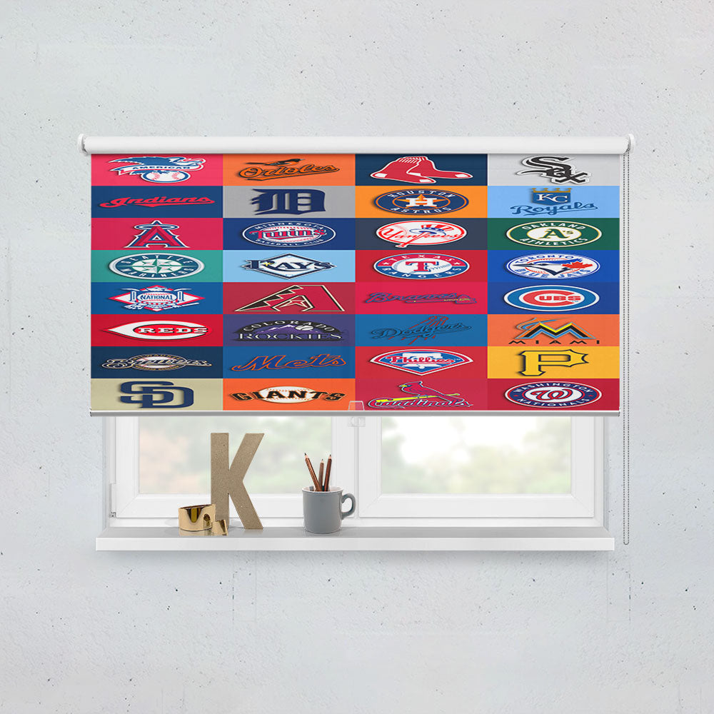 All Mlb Team Logos Collage Window Roller Blinds Shades
