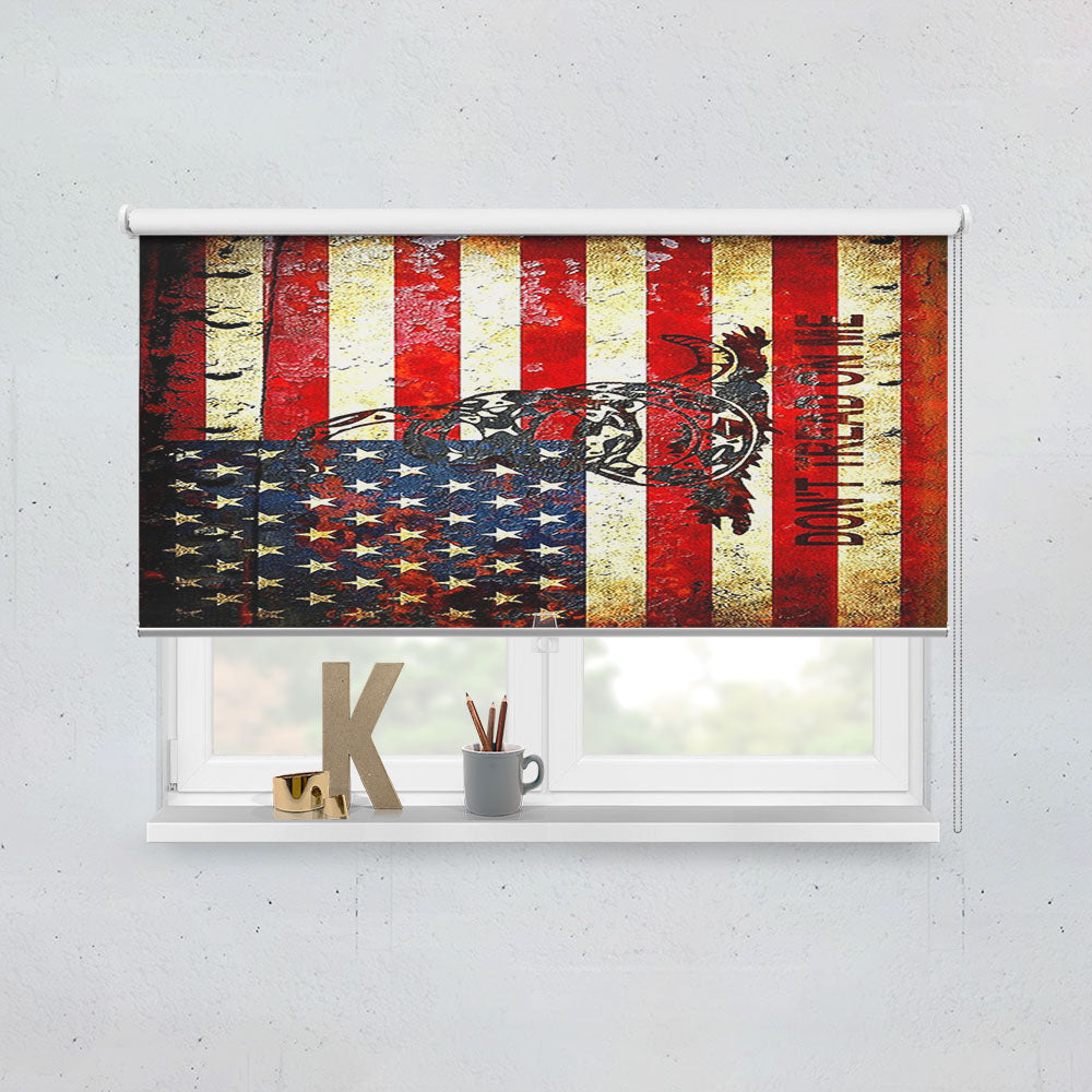 American Flag And Viper On Rusted Window Roller Blinds Shades