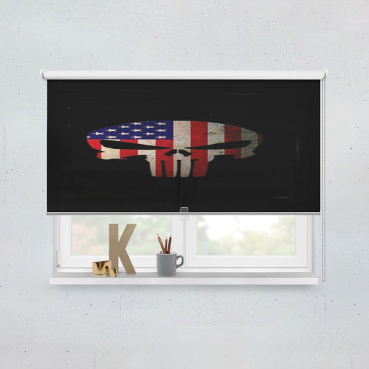 American Flag Punisher Skull Vintage Usa Cool Window Roller Blinds Shades