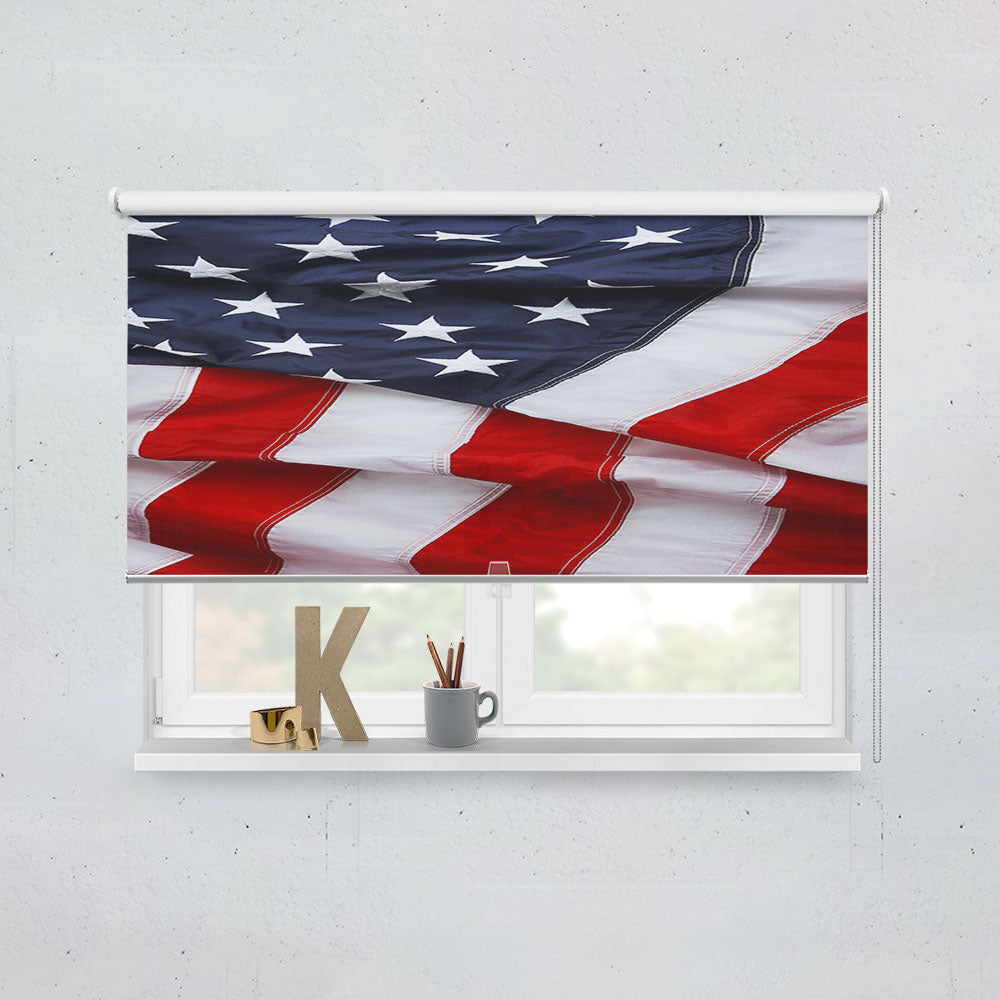 American Flag Ruffled Window Roller Blinds Shades