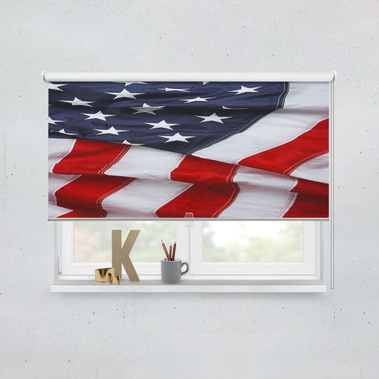 American Flag Ruffled Window Roller Blinds Shades