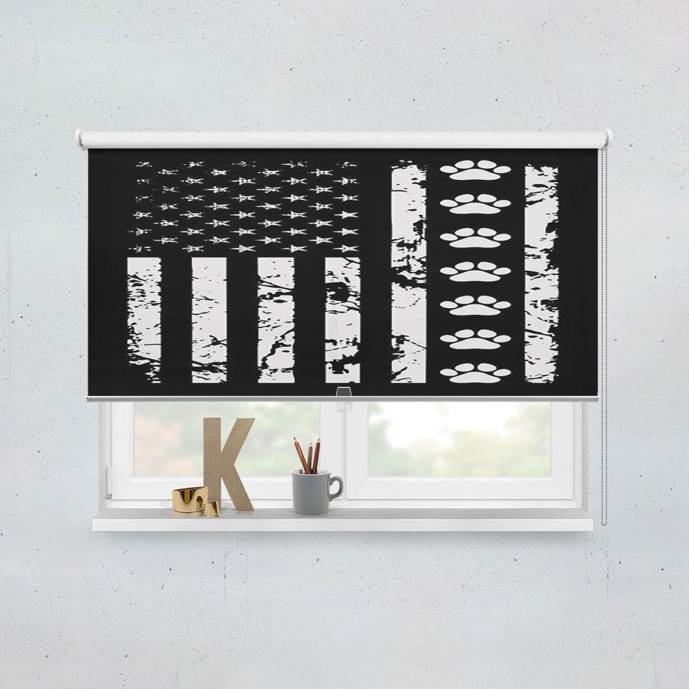 American Flag With Dog Paws Window Roller Blinds Shades
