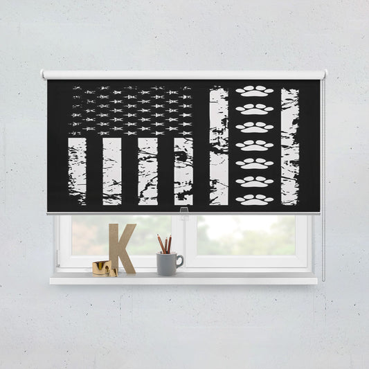 American Flag With Dog Paws Window Roller Blinds Shades