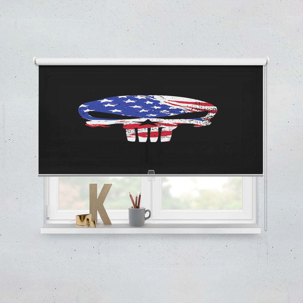American The Punisher Flag Texture Window Roller Blinds Shades