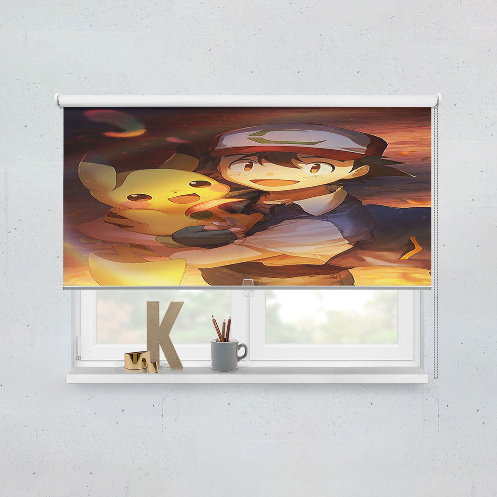 Ash Ketchum And Pikachu Illustration Window Roller Blinds Shades