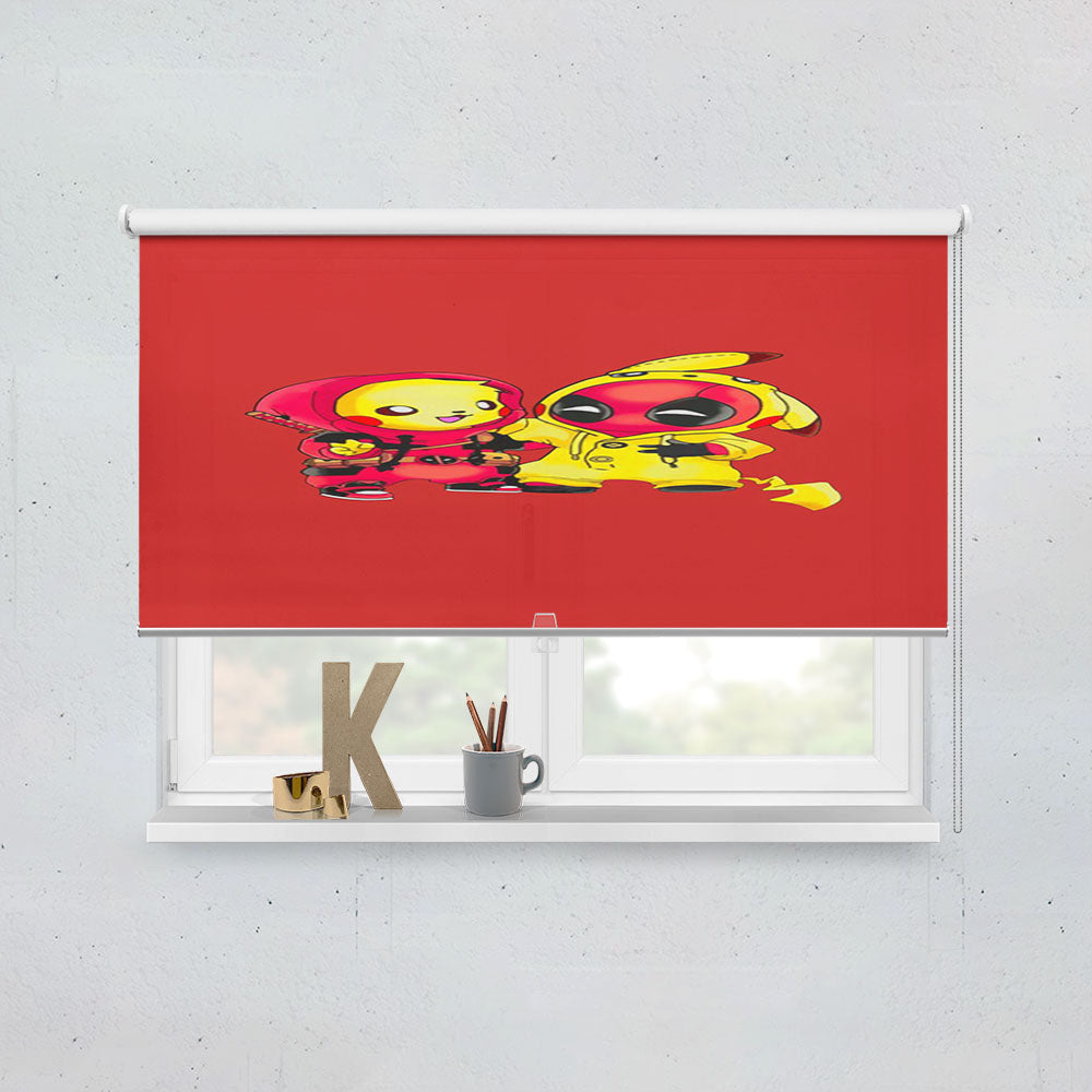 Baby Deadpool And Baby Pikachu Drawing Window Roller Blinds Shades