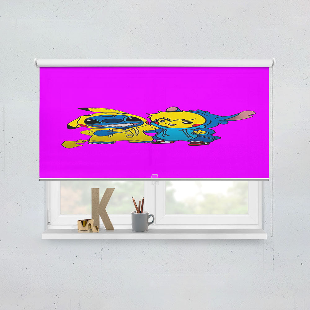 Baby Pikachu And Baby Stitch Window Roller Blinds Shades