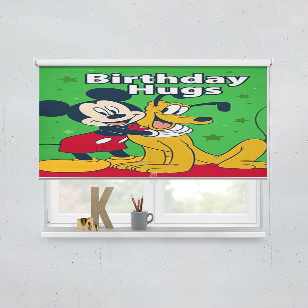 Birthday Hugs Mickey And Pluto Window Roller Blinds Shades