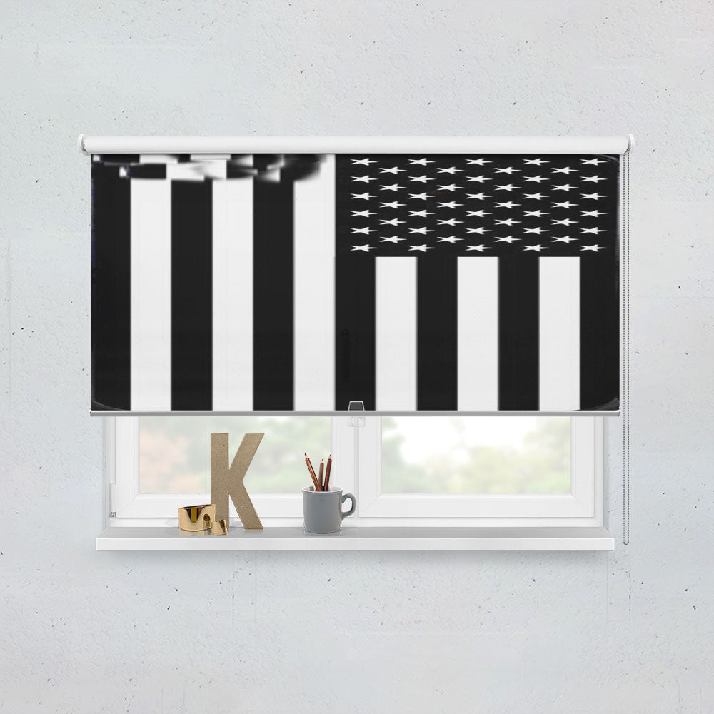 Black & White American Flag Window Roller Blinds Shades