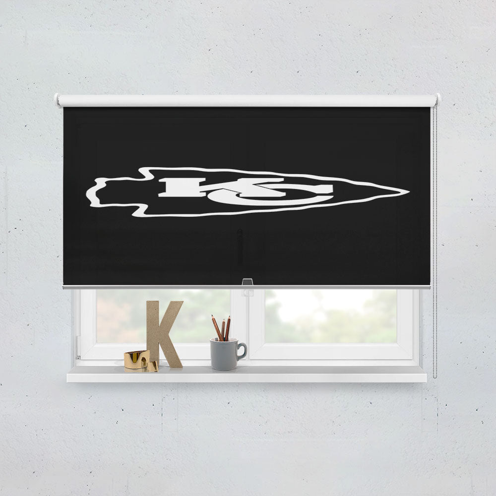 Black White Kansas City Chiefs Logo Window Roller Blinds Shades