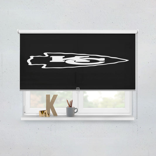 Black White Kansas City Chiefs Logo Window Roller Blinds Shades