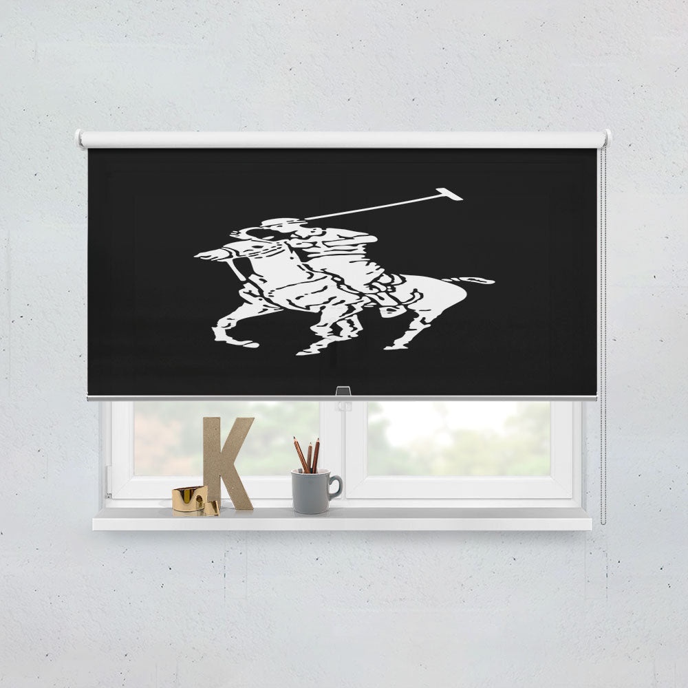 Black White Polo Ralph Lauren Logo Window Roller Blinds Shades