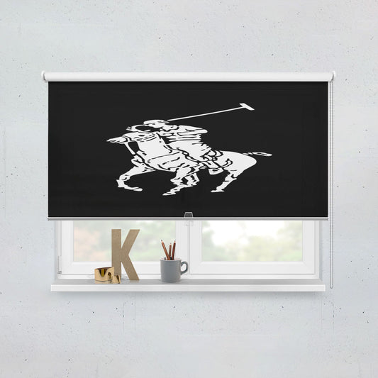 Black White Polo Ralph Lauren Logo Window Roller Blinds Shades