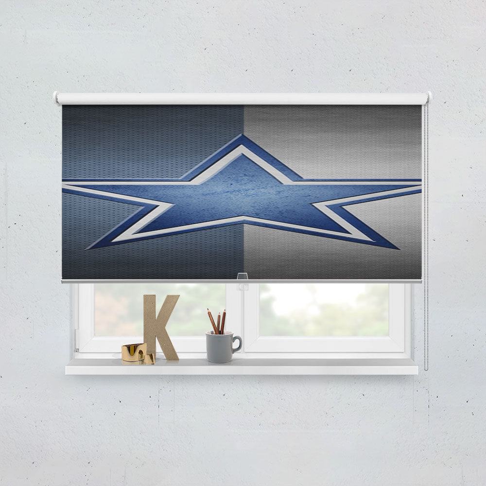 Blue Grey Star Symbol Dallas Cowboys Logo Window Roller Blinds Shades