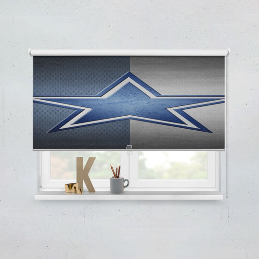 Blue Grey Star Symbol Dallas Cowboys Logo Window Roller Blinds Shades