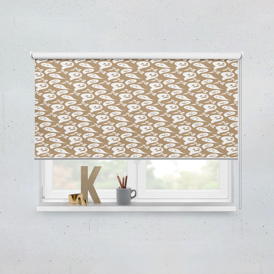 Brown Ghosts Pattern Halloween Window Roller Blinds Shades