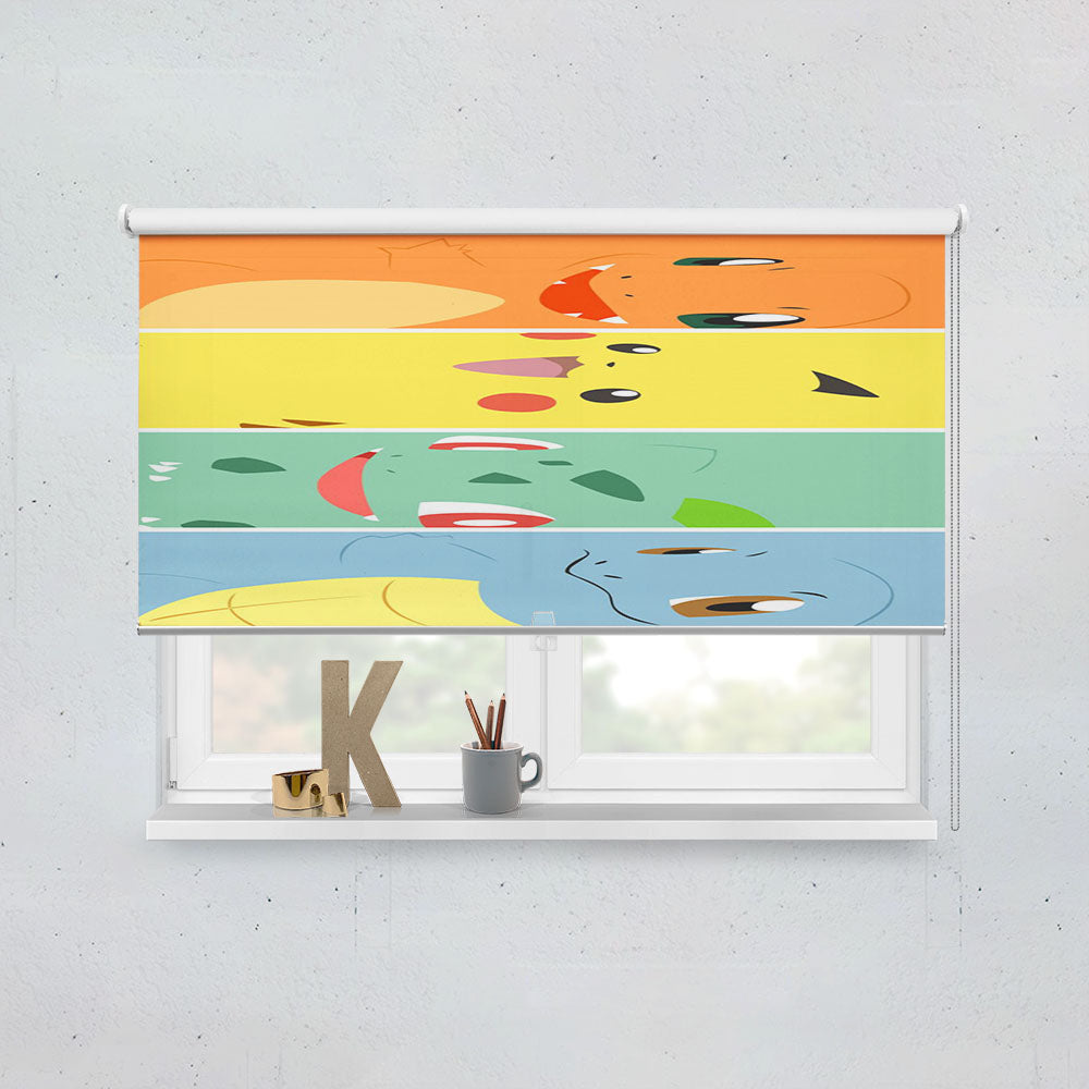 Bulbasaur Squirtle Charmander Pikachu Window Roller Blinds Shades