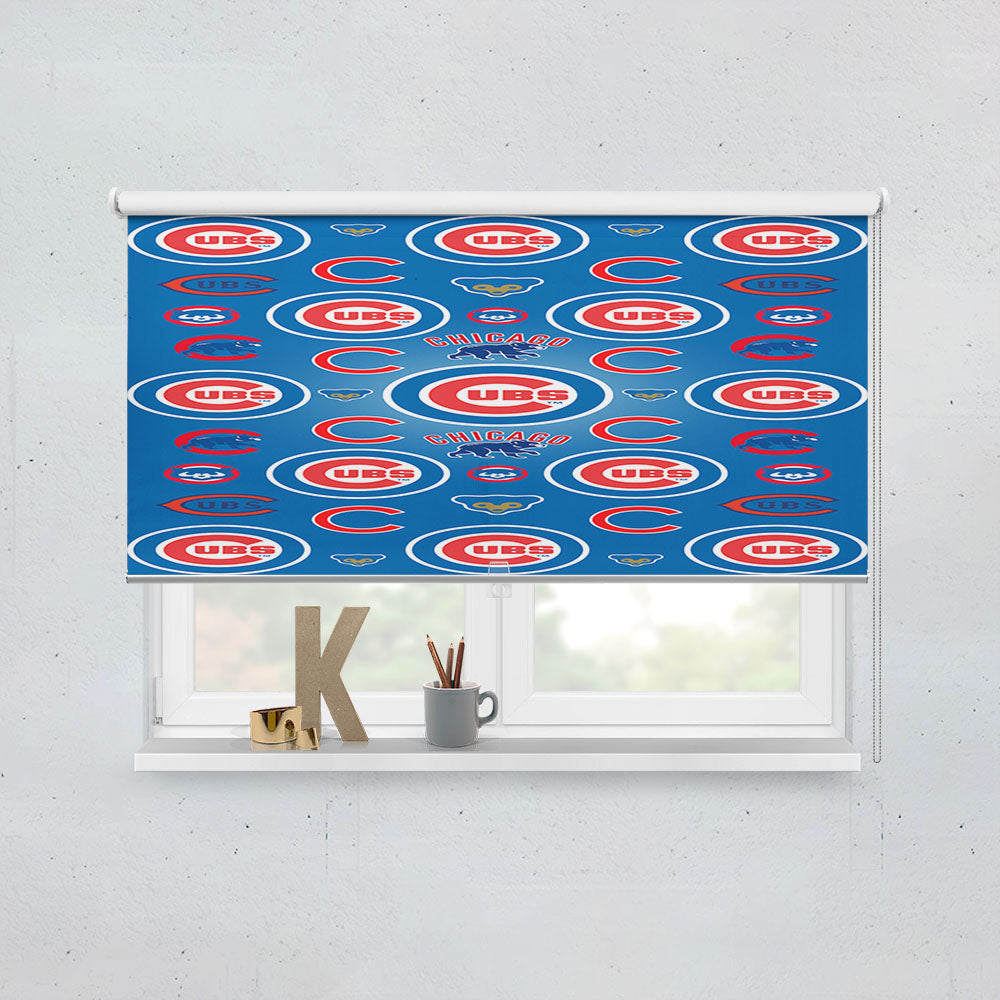 Chicago Cubs Logo Pattern Blue Window Roller Blinds Shades