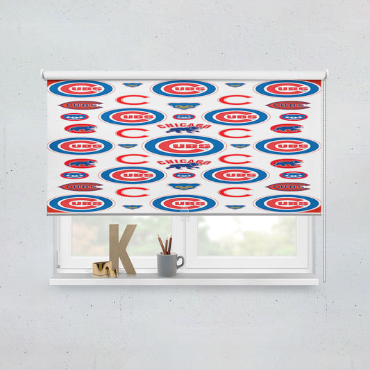 Chicago Cubs Logo Pattern Window Roller Blinds Shades
