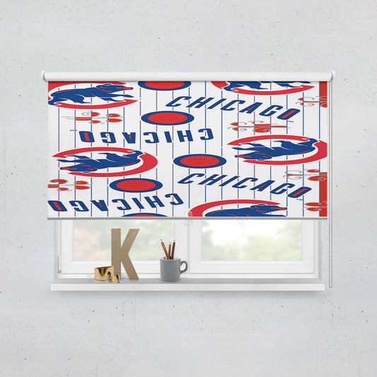Chicago Cubs Logo Stripe 2 Window Roller Blinds Shades