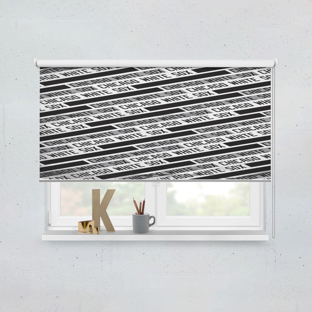 Chicago White Sox Black White Pattern Window Roller Blinds Shades