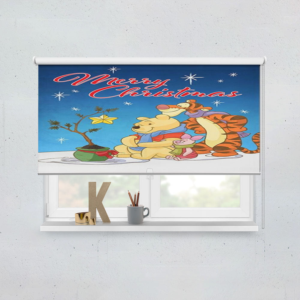 Christmas Star Pooh, Tigger And Piglet Window Roller Blinds Shades