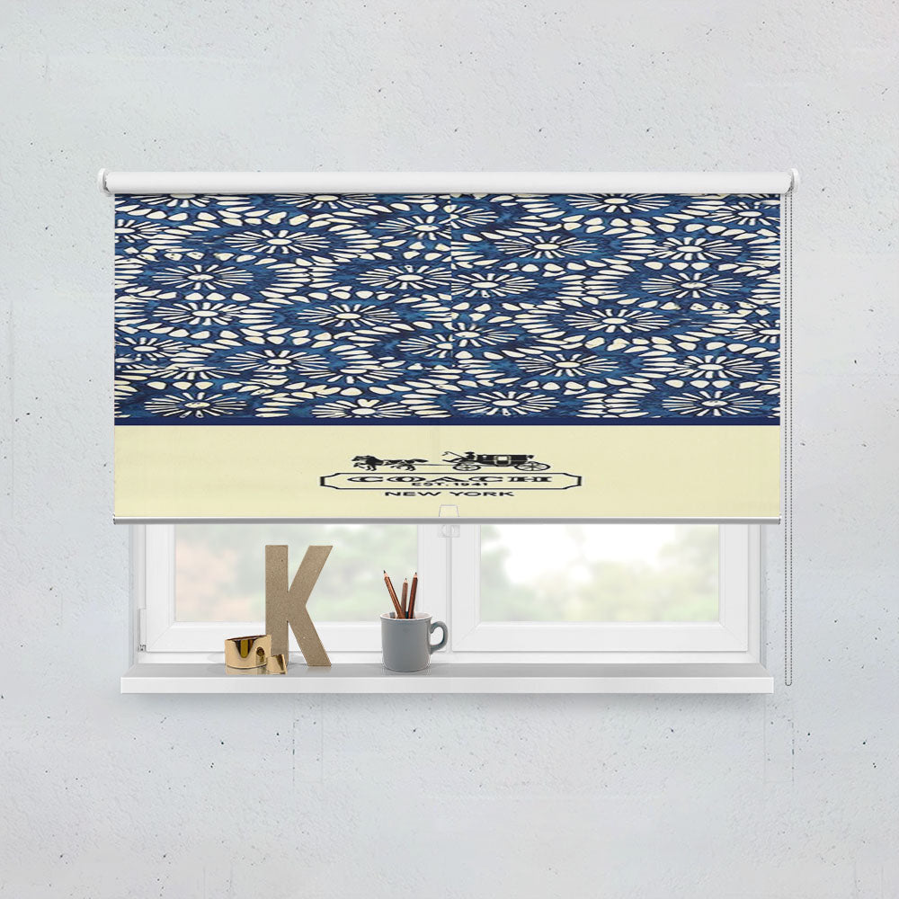 Coach New York Blue Floral Batik Window Roller Blinds Shades