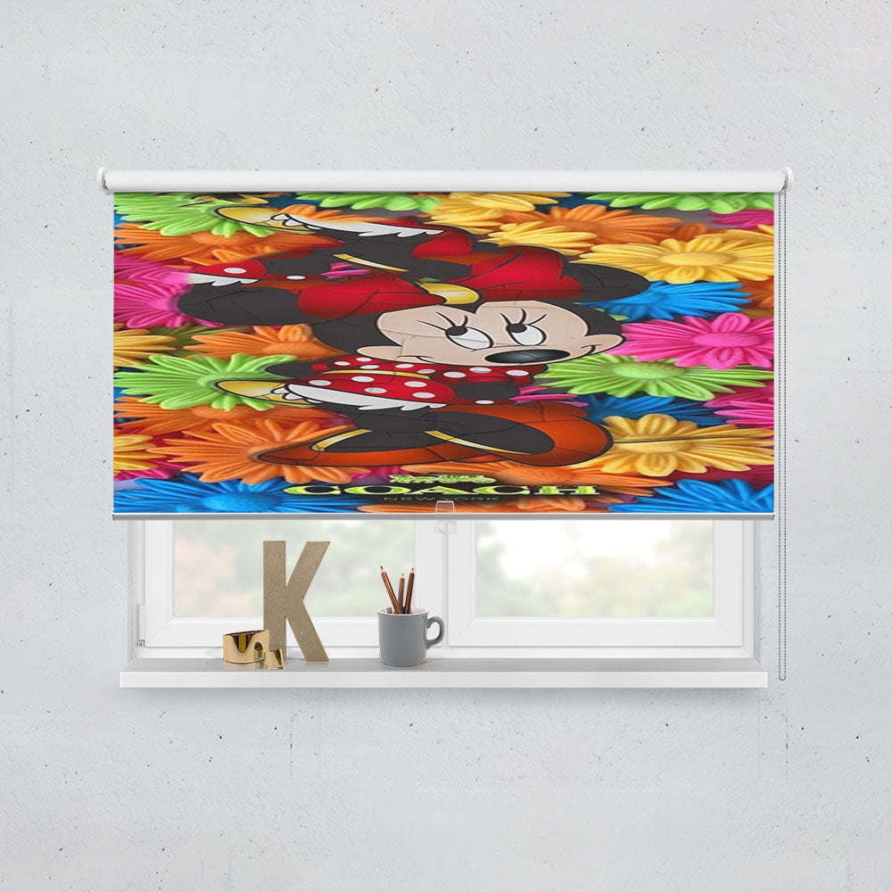 Colorfull Coach Minnie Mouse Flowers Window Roller Blinds Shades
