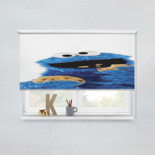Cookie Monster Plain Wht Window Roller Blinds Shades
