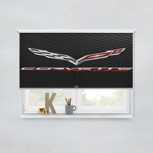 Corvette Logo Carbon Window Roller Blinds Shades
