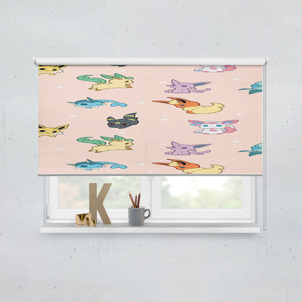 Cute Eevee Pokemon Eeveelutions Pattern Window Roller Blinds Shades