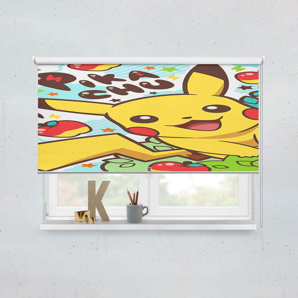 Cute Pikachu Wallpaper Window Roller Blinds Shades