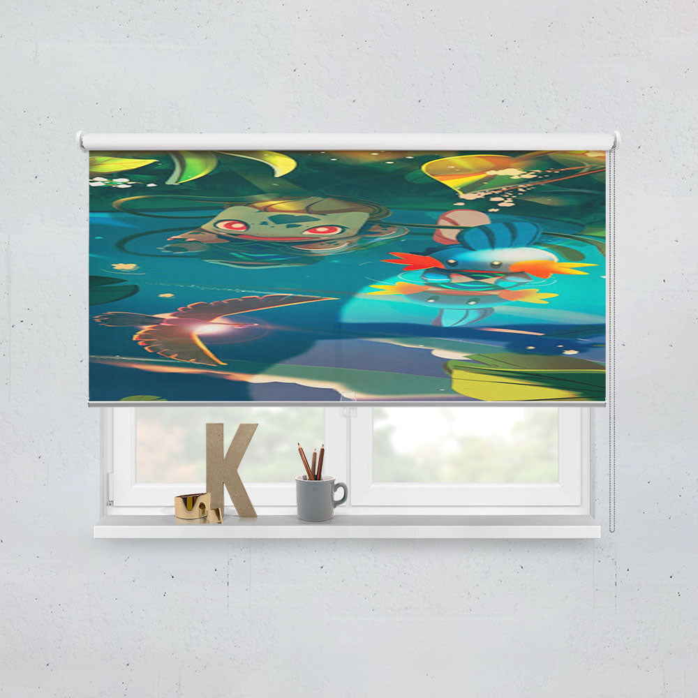 Cute Pokemon Bulbasaur And Mudkip Window Roller Blinds Shades
