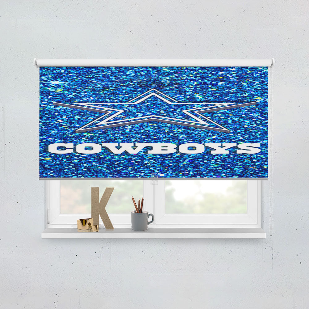 Dallas Cowboys Blue Sparkling Glitter Window Roller Blinds Shades