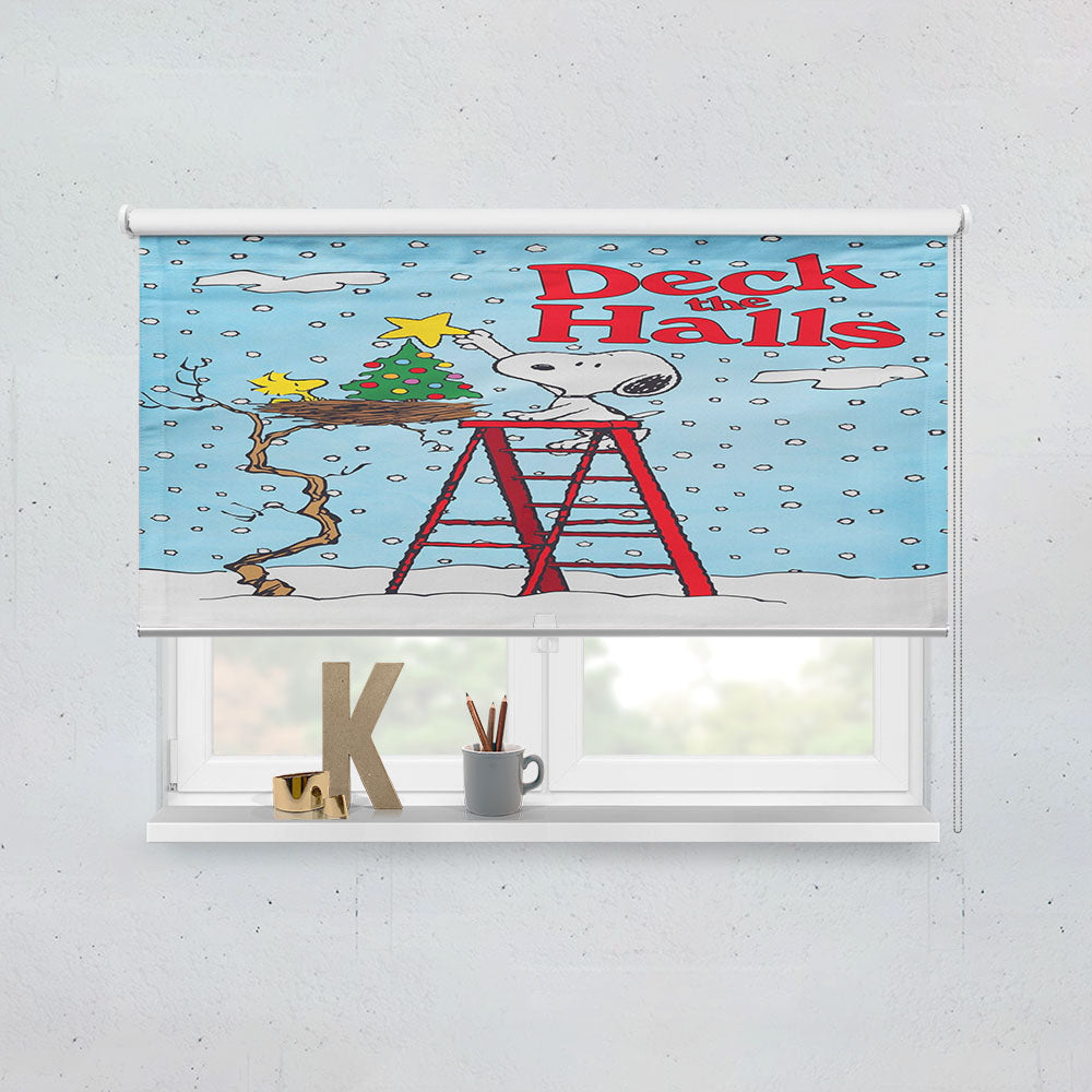 Deck The Halls Snoopy And Woodstock Christmas Window Roller Blinds Shades