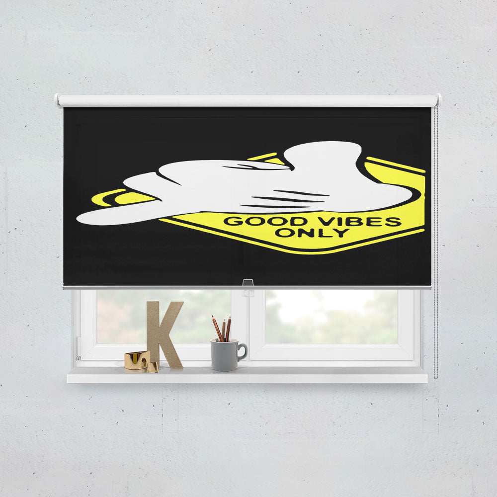 Disney Cartoon Mickey Hand Funny Quote Good Vibes Window Roller Blinds Shades