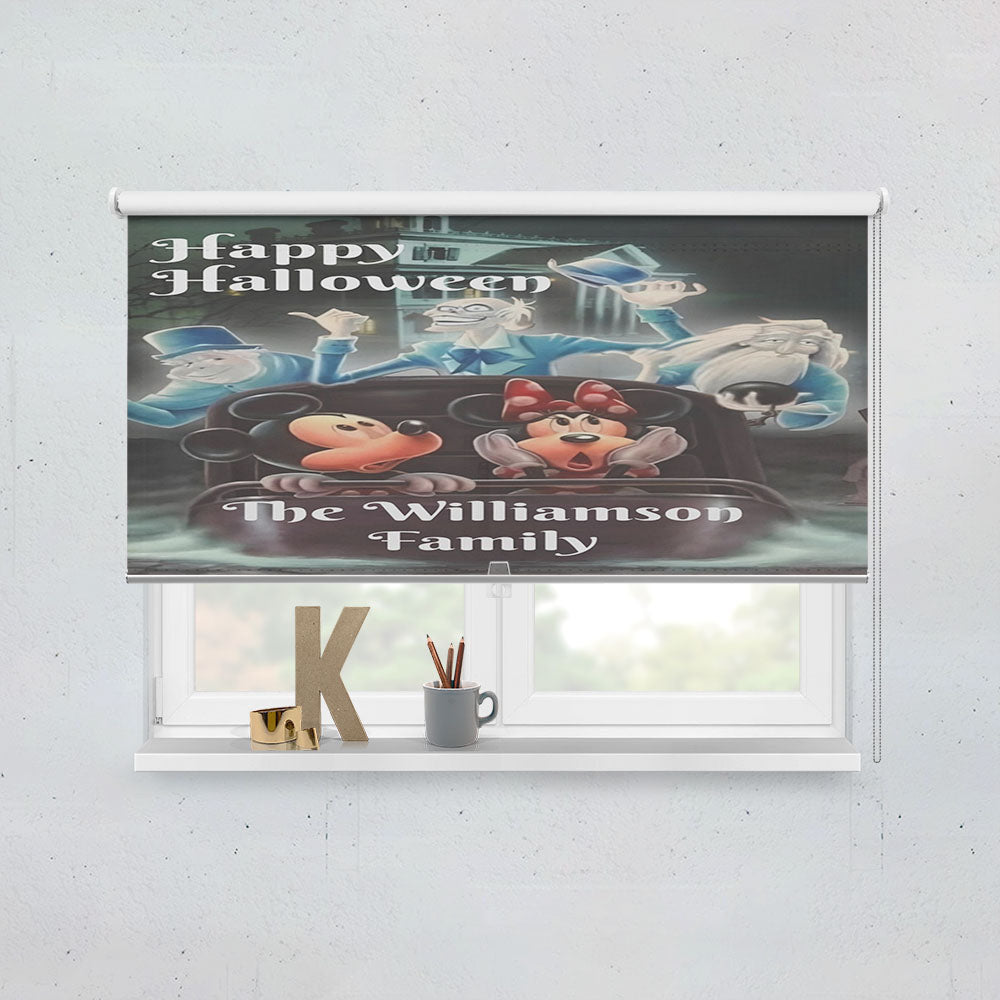 Disney Haunted Mansion Doombuggy With Mickey Mouse And Minnie Mouse Window Roller Blinds Shades
