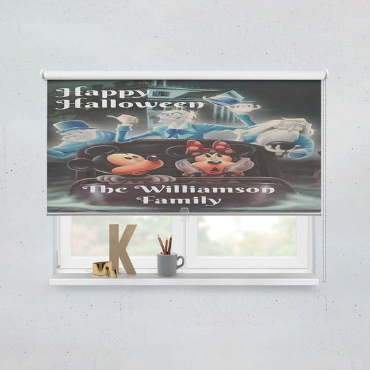 Disney Haunted Mansion Doombuggy With Mickey Mouse And Minnie Mouse Window Roller Blinds Shades