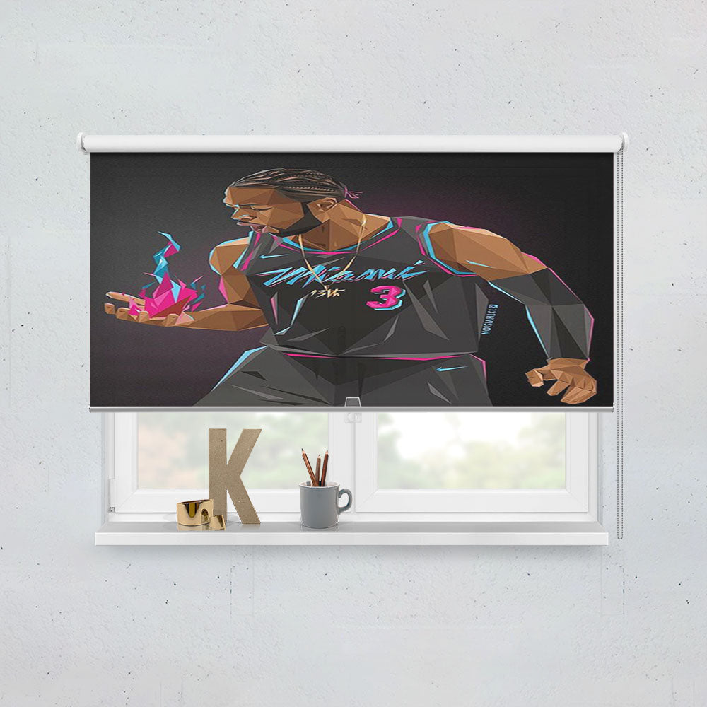 Dwyane Wade Miami Heat Art Window Roller Blinds Shades