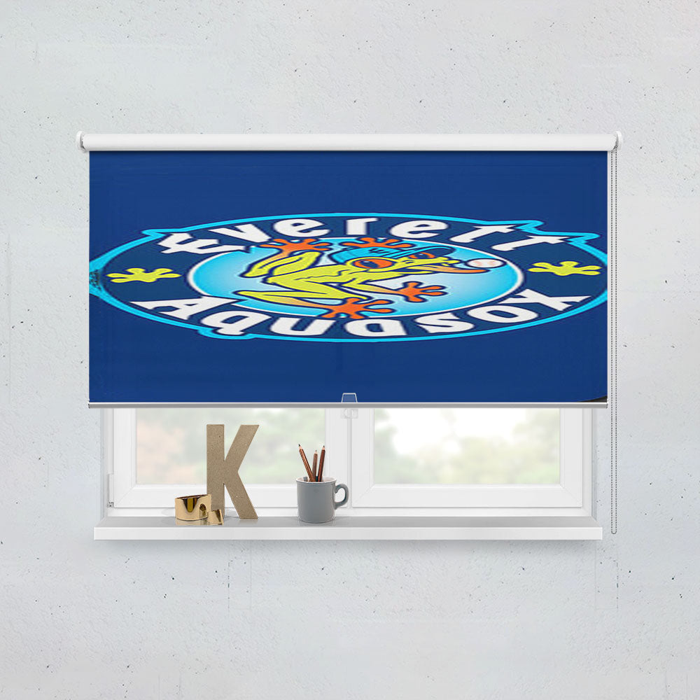 Everett Aquasox Baseball Logo Blue Window Roller Blinds Shades
