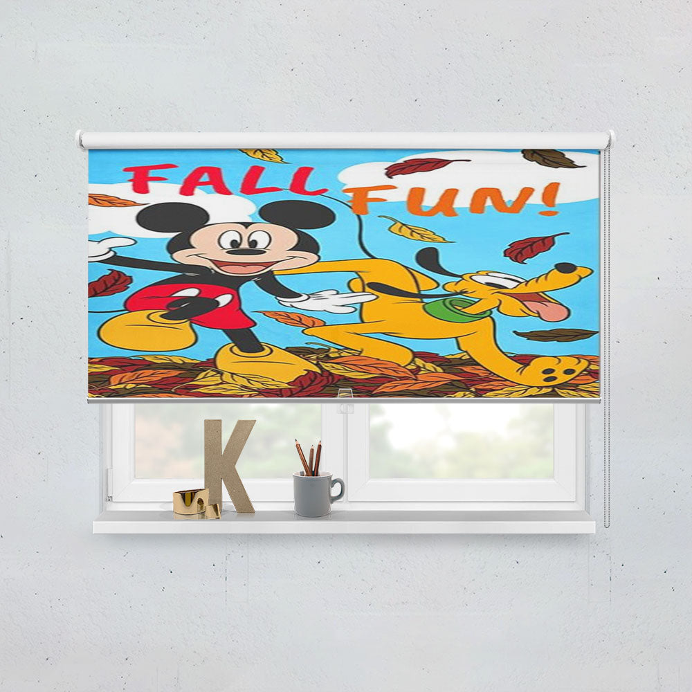 Fall Fun Mickey And Pluto Window Roller Blinds Shades