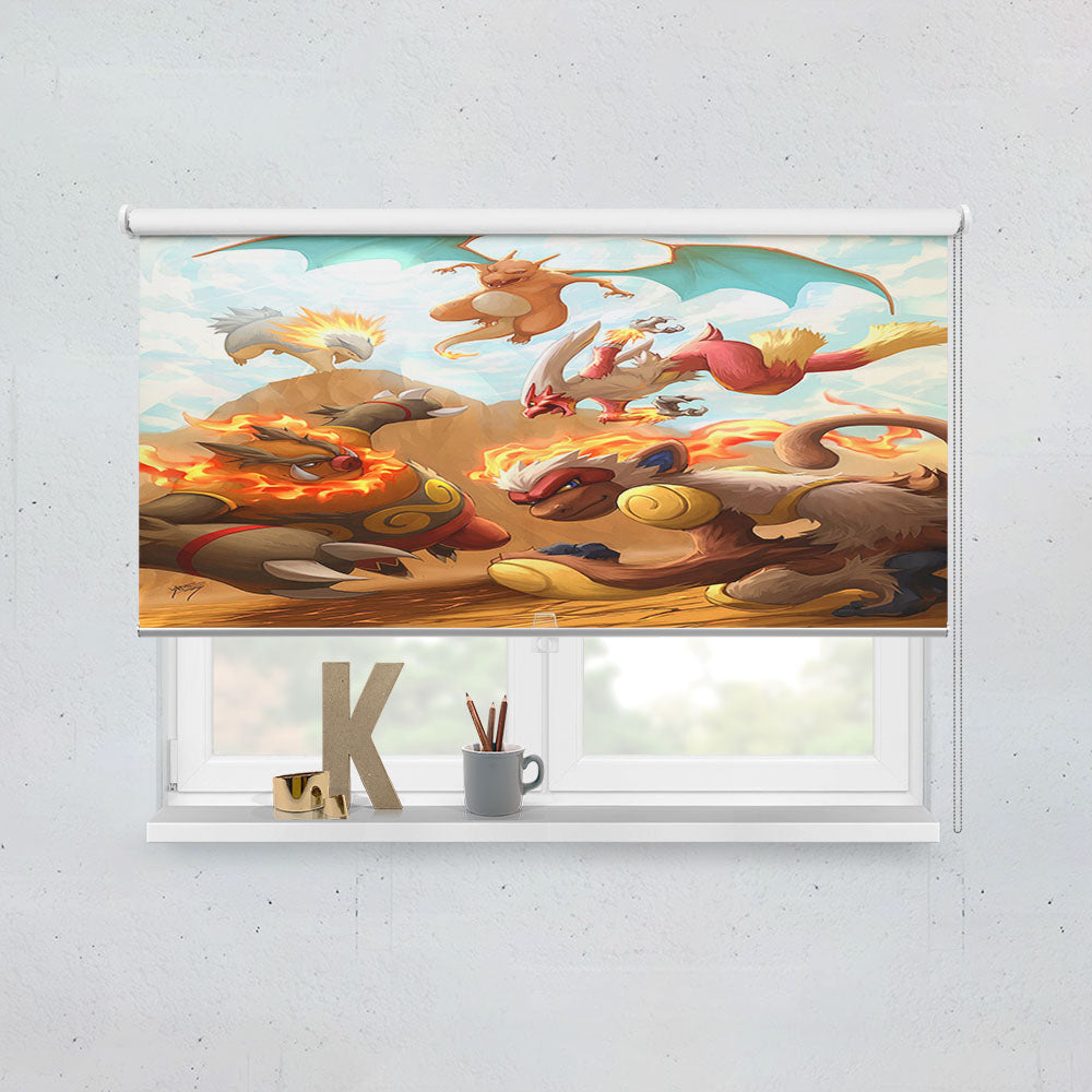 Fire Blast Pokemon Art Window Roller Blinds Shades