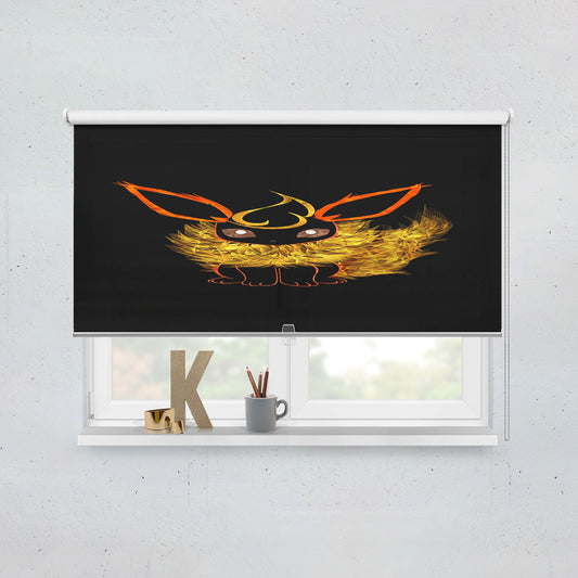 Flareon Eevee Pokemon Line Art On Black Window Roller Blinds Shades