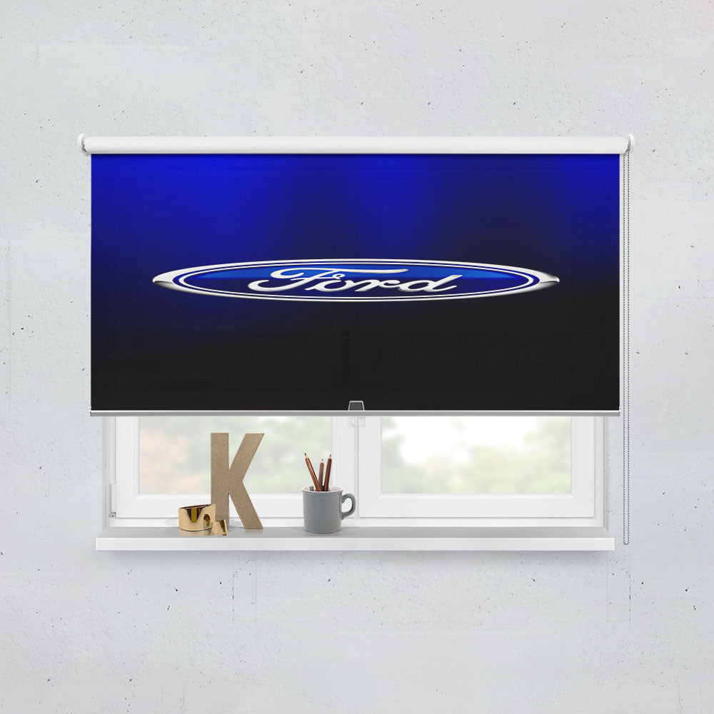 Ford Blue Black Logo Wallpaper Window Roller Blinds Shades