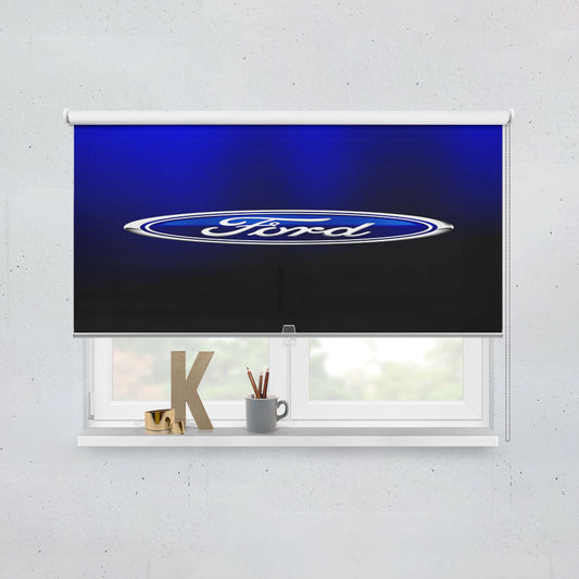 Ford Blue Black Logo Wallpaper Window Roller Blinds Shades