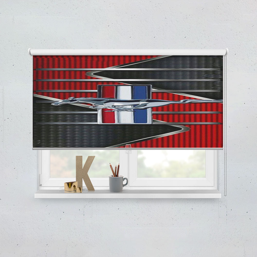Ford Mustang Metal Logo Window Roller Blinds Shades