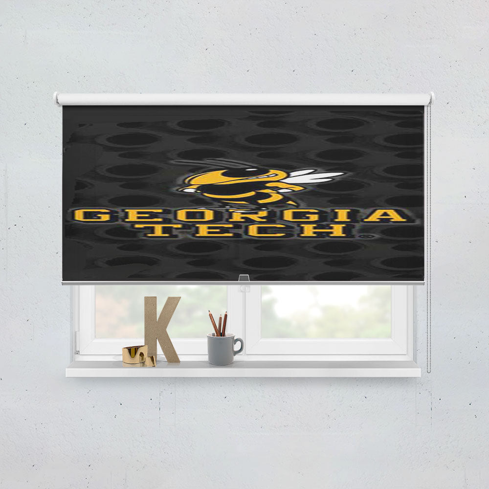Georgia Tech Logo Over Blk Window Roller Blinds Shades