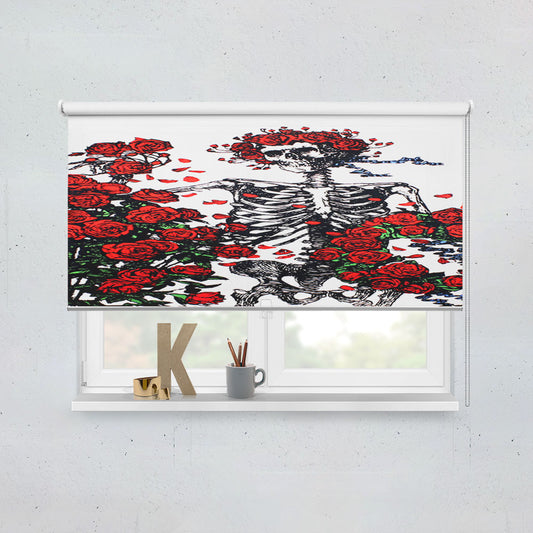 Grateful Dead Skeleton Bones And Roses Window Roller Blinds Shades